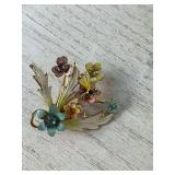 Vintage enameled floral bouquet with Bee. Austria