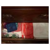 Three drawers of miscellaneous sheets and sewing material
