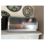 15” x 8 1/2” aluminum and glass bread box. Contents not included.
