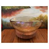 Halos Casa Murano vintage iridescent gold bowl. 11 3/4”by 8 1/2” x 5”