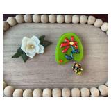 Magnolia brooch with a floral art glass brooch