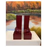 Bombay and Company Roman Column mahogany book ends 5 1/2” x 7 1/2”