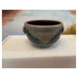 5 inch  Vintage Salt-glaze handled bowl by Rowe Pottery