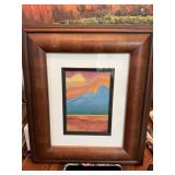 12 1/2 x 14“ framed picture of Gouache Mountains by Betsy w