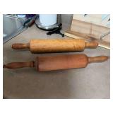 Two vintage solid wood rolling pins