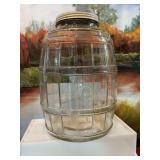 Vintage large duraglass pickle barrel jar with lid 10” x 13 1/2”