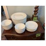 29 piece set of Ralph Lauren club porcelain dinnerware. Includes 15 dinner plates, 7 salad/desert plates and seven bowls.