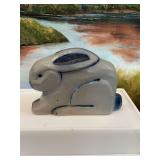 Eldreth pottery, salt-glazed bunny/rabbit figurine. 9 inches.