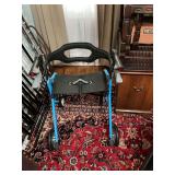 Nitro Sprint Black and blue four wheel Rollator folding walker with seat and handbrakes