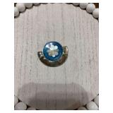 Vintage Mexican Abalone shell with mother of pearl inlay pendant. Alpaca Mexico.