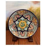 Talavera 6 inch painted Mexican pottery plate. Pedro Tecayehuatl.