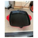 12” - #30 enamel over cast iron square griddle pan. Made in France.