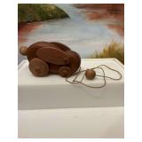 Vintage wooden rabbit pull toy