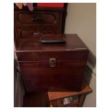 Wood portable handled filing box 14” x 11 1/4” x 12 1/4”