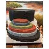 Six piece oval Shaker nesting boxes.. from 11 inches to 4 1/2 inches in various colors as shown.  Kentucky