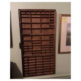 Vintage miniature display -printers drawer -case box shelf. 16 1/2“ x 32“ with multiple dividers