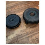 Two wooden Asian planter/ ginger jar bases. Both 10 1/2 inches wide.