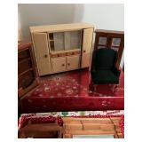 Assortment of Antique wooden doll furniture