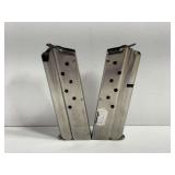 Two 9mm Stainless Steel Pistol Magazines