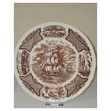 Alfred Meakin FAIR WINDS Brown Transferware Plate. 10.5-in diameter