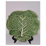 Bordallo Pinheiro green Majolica cabbage leaf bowl. 10.75 x 11 x 2 in tall.