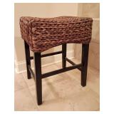 Seagrass Backless Counter Stool, dark espresso finish frame, 24"T x 18"W x 15"D.