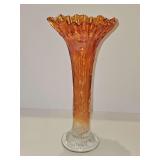 Fenton Marigold Carnival Glass swung vase, "April Showers" pattern. 11.75 in tall at highest point.
