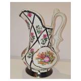 20th-century French ceramic wash pitcher, styled in the classic manner of Limoges China washstand and basin sets. Pitcher only, no basin. Pitcher is 11.75 in to top of handle.