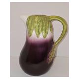 Mancer hand-painted Italian made eggplant pouring pitcher. 9.75 in tall