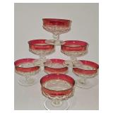 7 Indiana glass Kings crown thumbprint champagne coupe cups.