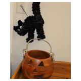Wood carved (9x7.5 in tall without bail) Jack O