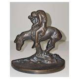 Vintage cast bookend featuring a depiction of James Earl Fraser’s iconic "End of the Trail" 5.5 X 4.75 in tall.