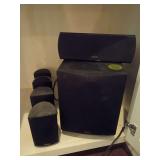 Definitive ProCinema 600 series bundle. Definitive Technology ProSub 600 powered subwoofer.  ProCenter 600 home theater center channel speaker. 4 ProMonitor 600 satellite speakers. No remote found. No