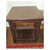 Wood end table with one dovetail drawer. 24x27x 25 in tall.