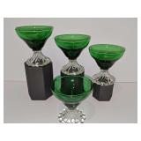 Set of 4 Burple-Inspiration Emerald Green Champagne/tall sherbet glasses. 
by Anchor Hocking