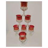 Tiffin Franciscan Kings crown thumbprint goblets. 5 9/16 in tall.