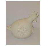 Rollie pollie white ceramic hen. 8 in tall.