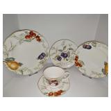 Charter Club Casuals SUMMER GROVE dinnerware. Includes 11 dinner plates, 8 fruit centered salad plates, eight rimmed fruit salad plates, 12-footed coffee cups, 21 saucers, and two vegetable bowls. Din