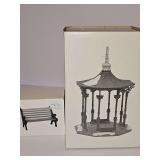 Dept 56 Dickens Village TOWN SQUARE GAZEBO, WROUGHT IRON PARK BENCH.