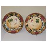 Two rooster plates. 10.5-in diameter.