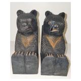 Pair of wooden bear bookends. 2.75 x 5.25x 6.25 in tall.