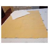 Lightly used Cornsilk yellow cotton matelassé quilt/coverlet, stitched floral and tile block pattern. Small measures 47" x 56", and 2 white Target Shabby Chic matelassé Shams.