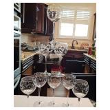 Set of eight Lenox clear Heather balloon wine glasses. 9 in tall.