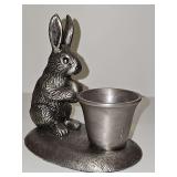 Metal Pottery Barn bunny rabbit votive holder.