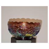 Imperial Glass marigold carnival glass bowl featuring their classic "Imperial Grape" pattern. 4.5 x 2 in tall.
