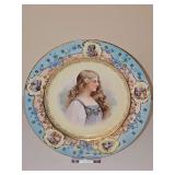 Elegant and unique Antique porcelain cabinet plate with gold gilding and miniature scenes. 9.5 in diameter. See all photos.