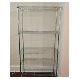 Five shelf metal rack. Shoves are adjustable. 36 x 16 x 70 in tall.