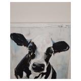 Cow dimensional painting on board by artist K. Dill. 13x13 in tall.