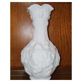 Indiana Glass Colony Harvest milk glass dimensional vase. 10.5 in tall.