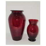 Two Ruby Red vases